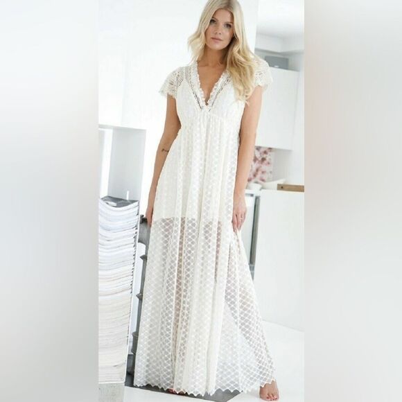 free people lace jumpsuit cream color Size x small - Picture 5 of 11